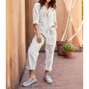 NEW Outerknown Station Jumpsuit Womens Med Utility Coveralls Cargo Linen Cotton